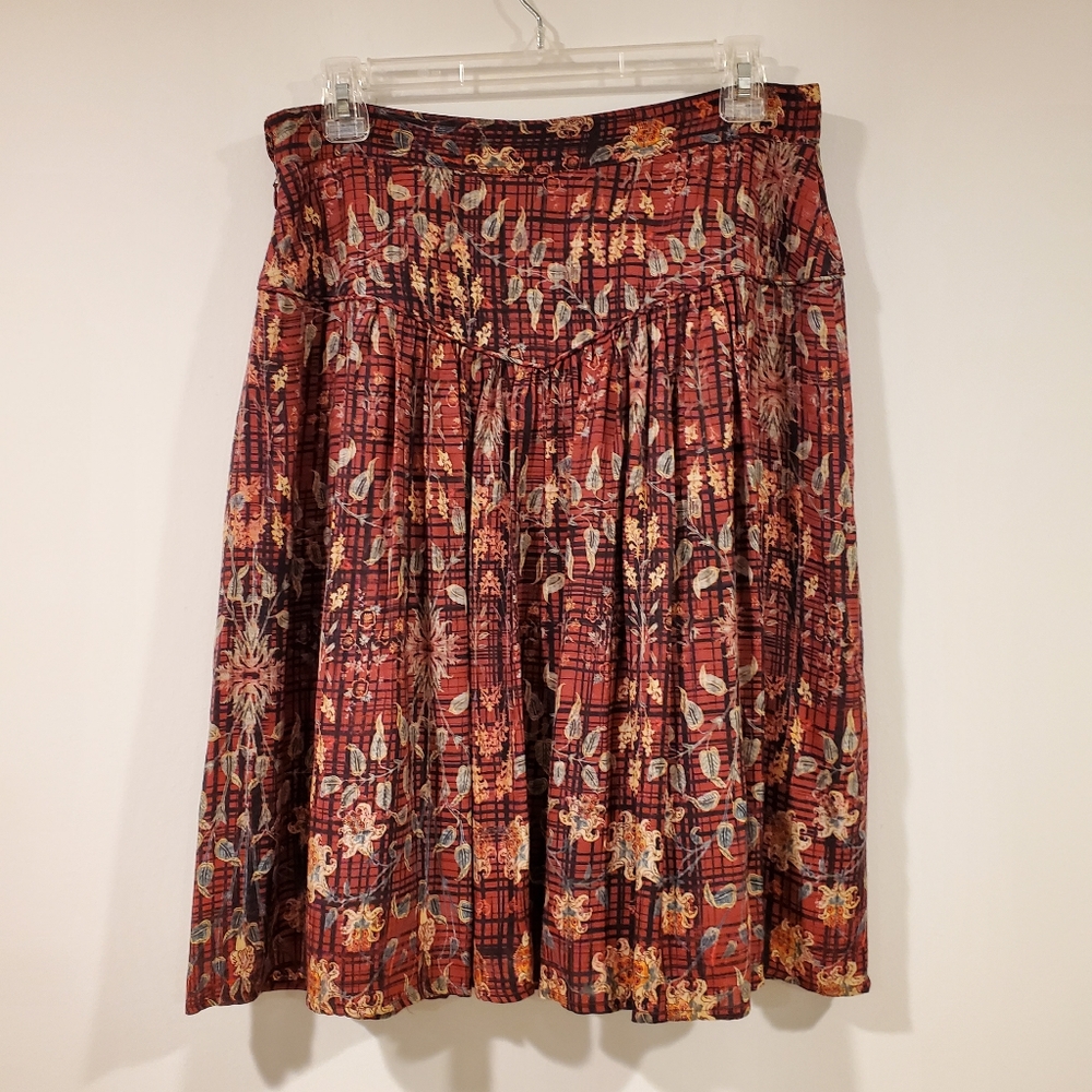 Peruvian Connection Pleated Floral Skirt Women's Size 8